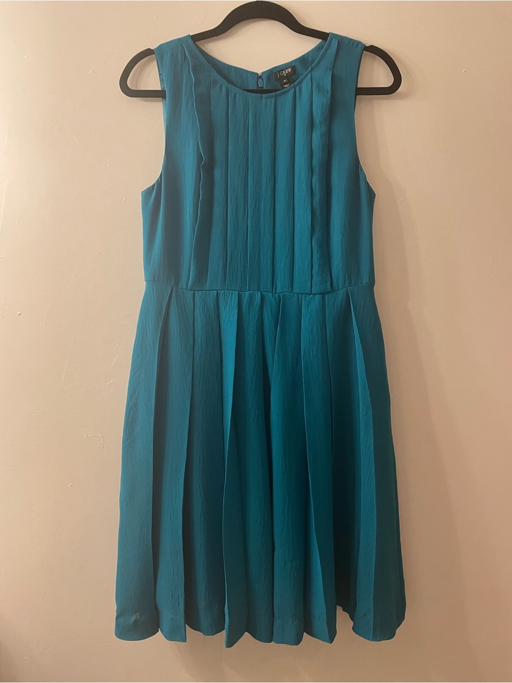 J. Crew Teal Pleated Sleeveless Dress